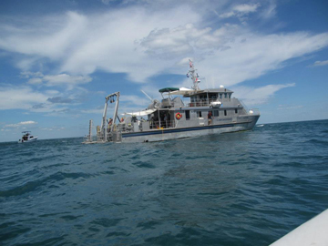 R/V Manta as seen from another boat at the wreck site.