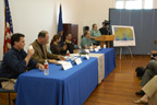 Speaker panel at the press conference