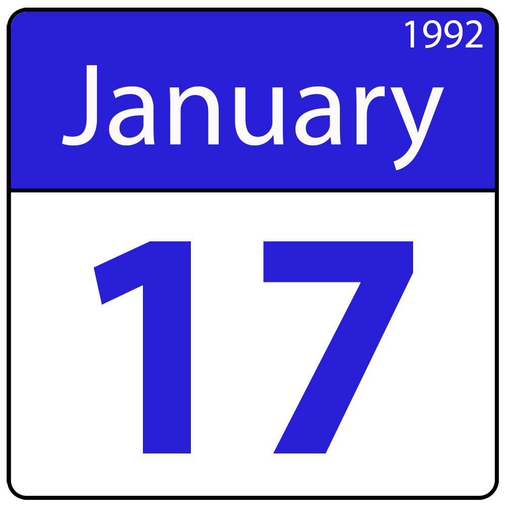 Single day calendar page for January 17, 1992