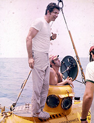 man standing on a submersible